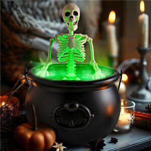 Halloween Decor - Cauldron Halloween Decor with Black Plastic Witches Cauldron
